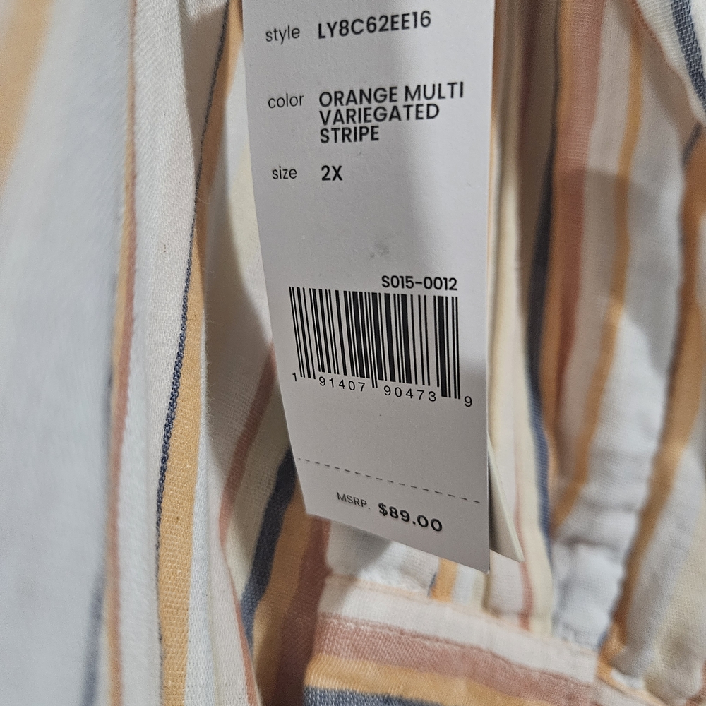 Liverpool Multicolor Striped V-Neck Blouse - Picture 6 of 7